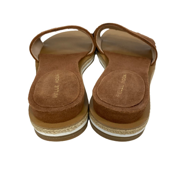Pella Moda Sandals Womens Sz 8 Suede Leather Fringe Brown Slides Brown NEW - Picture 3 of 7